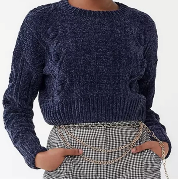 ❤️ Urban Outfitters Bright Lights Blue Knit Chenille Crop Sweater. Size M… - Picture 3 of 7